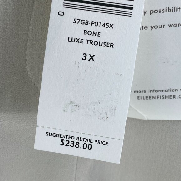 NEW Eileen Fisher Womens Plus 3X 100% Silk Georgette Luxe Trousers Pants Bone - Picture 4 of 13